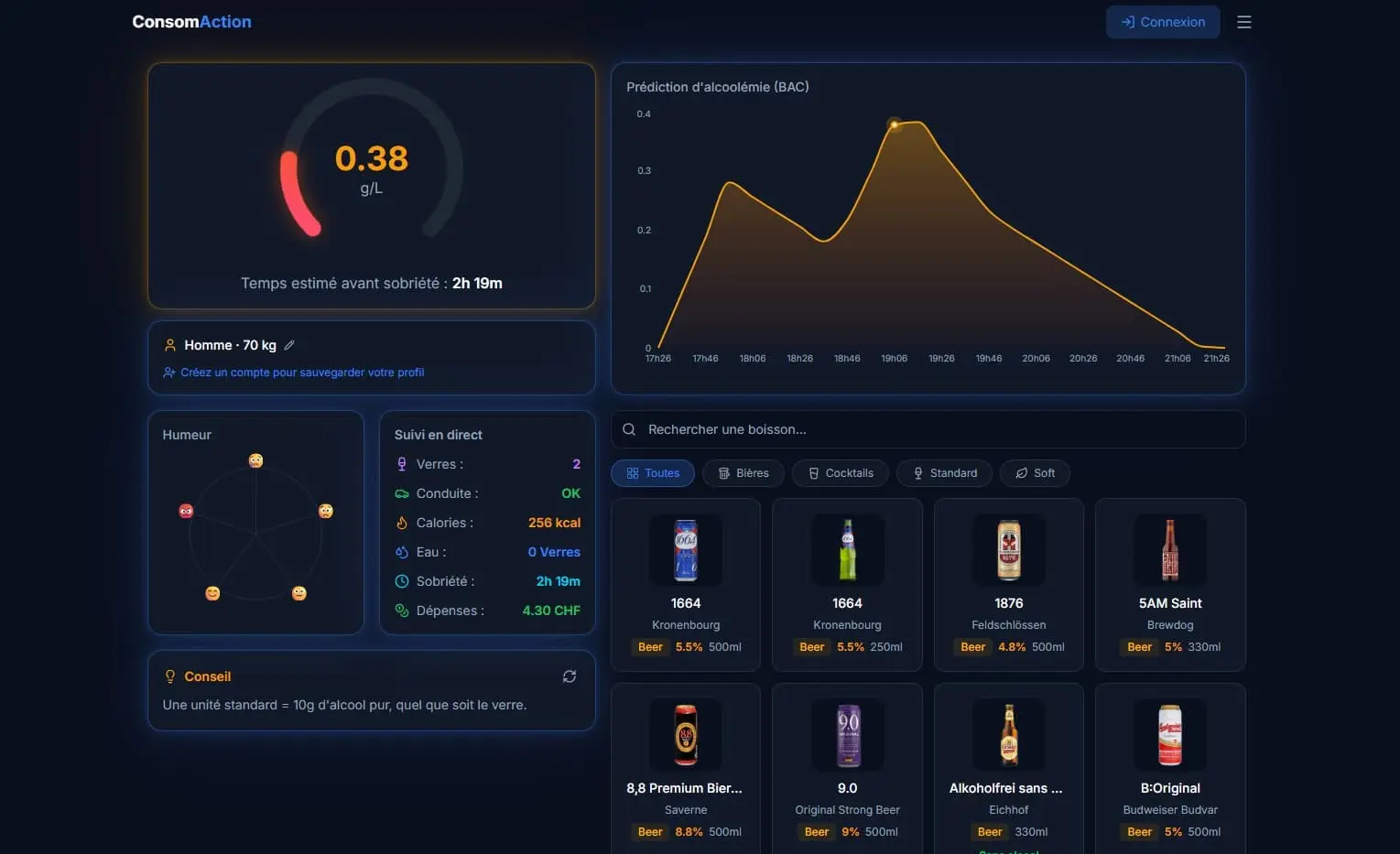 ConsomAction V2 - Calculateur d'alcoolémie